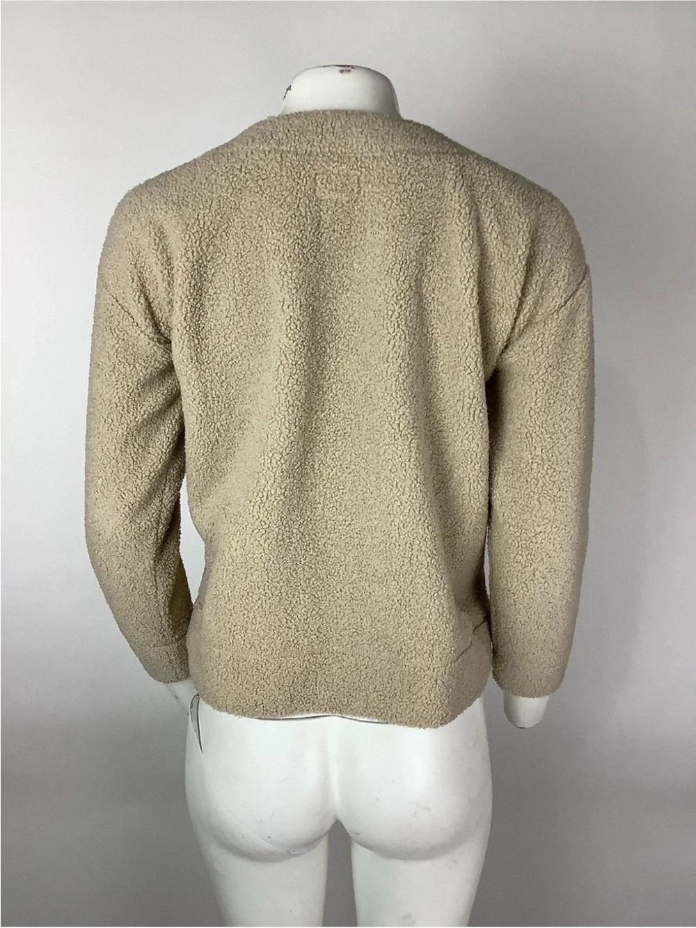 J Crew Sz XXS Teddy Cropped Soft Feel Sherpa Pullover Autumn Sweatshirt Tan